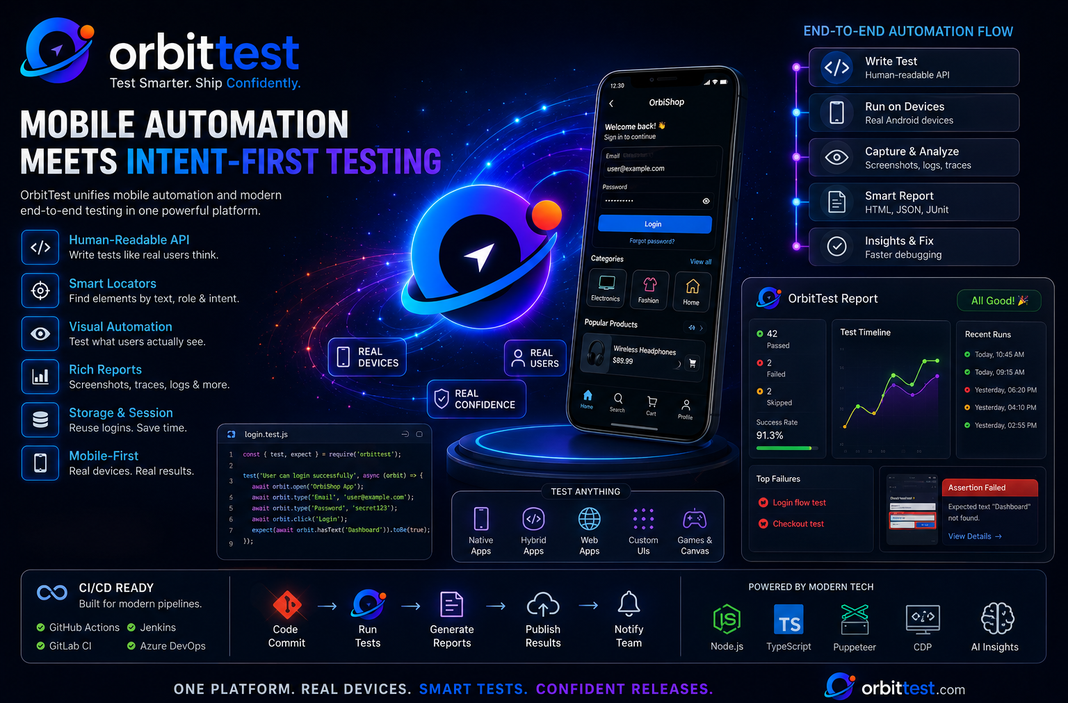 OrbitTest Studio Android testing workspace